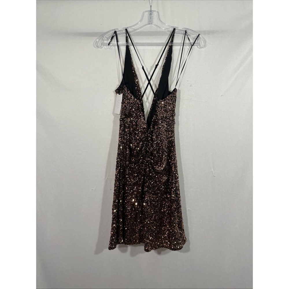 ASTR Bronze Sequin Twist-Front Mini Dress - Picture 12 of 14